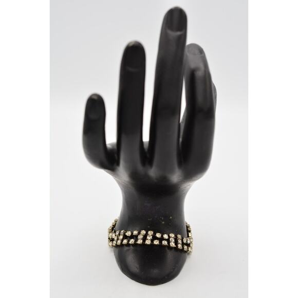 Vintage Crystal Bracelet Prong Rhinestone Silver Tone Sparkling Shiny 1980s BinO - Picture 6 of 12